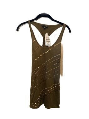 Y2K Bebe Olive Sequin Racerback Tank Top